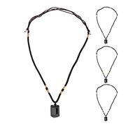 Ejoyous Tourmaline Pendant Necklace, 4 Pieces Black Tourmaline Gemstone Set Healing Stone Stones Necklace Adjustable Healing Crystals Black Necklace, Against Negative Energy