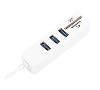 Ejoyous USB Hub, ABS USB3.0 Port Hub with Memory Card and Small Memory Card Reader, Up to 480Mbps Plug and Play Computer for Laptop Desktop OS X Users