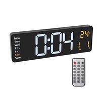 Ejoyous Wall Digital Clock ABS LED Large Display Clock 39 X 13 X 3.2cm with Remote Control 10 Brightness Levels Date Temperature Timer Alarm for Gym Office Store Garage