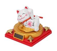 Ejoyous Waving Arm Lucky Cat, Plastic Solar Powered Fortune Cat Decoration for Desk and Car with Joyful Design (Small Size for Curved Handle)
