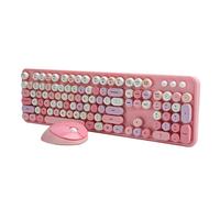 Ejoyous Wireless Keyboard and Mouse Green, 2.4Ghz Wireless Compact 104 Key Foam Keyboard and Mouse Set, Office Desktop Cute Keyboard for PC Computer Laptops (Pink Theme), (Ejoyousb749vfp8ru-13)