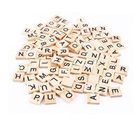 Ejoyous Wooden Puzzle Letter Tiles, 100pcs Alphabet Wood Chips with Black Letters and Number Values, for Early Childhood Education and Spelling Games