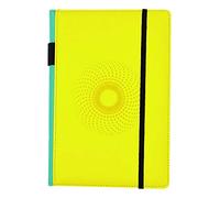 EJRange A5 Lined Notebook-Thick 100gsm Paper, Durable PU Leather Cover, Ribbon Marker, 192 Pages, Inside Pocket and Elastic Closure, Writing Pad for Journaling and Note-Taking(Yellow)