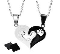 EJRUP 2 Pieces Broken Heart Necklace Magnetic Heart Necklace, BFF Necklaces, Couples Necklace with Heart Magnets, Puzzle Magnetic Necklaces for Couples Gifts Valentine's Day