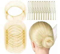 EJRUP Invisible Hair Nets for Bun Maker, 20 Invisible Hair Nets with 40 Hair Pins Elastic Hair Bun Nets for Ballet Dance Nurse Women (Gold)