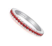 EjszaKod 925 Sterling Silver CZ Eternity Rings - Stackable Wedding Ring Bands, Sparkling Diamonds 5A Zircon, Stunning Engagement Jewelry, 8 UK, Metal, Sphene