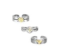 EjszaKod Gothic Vintage 3PCS Ring Set Half Open Cross Devil's Eye Finger Ring Punk Stackable Knuckle Ring for Women or Men | Size 6 to 9