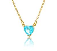 EjszaKod Small Dainty Heart Cubic Zirconia Choker | Simulated Gemstone Bliss Stone Pendant Short Necklace | 16.25" + 1.97" Extender, Cubic Zirconia, Cubic Zirconia