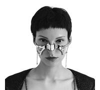 EjszaKod Unisex Cyber Punk Liquid Silver Steel Half Mask | Y2K Luxury irregular Face Chain Cyborg Earring Accessories | Gothic Hollow Metal Mask for Men and Women (Face Style)