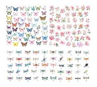EJUFNS 150 Butterfly And Dragonfly Flower Stickers, Colorful Pattern Stickers, Waterproof Hand Account Material Package, Can Decorate Cups, Photo Albums, Mobile Phone Cases.