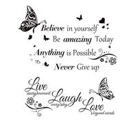 EJUFNS 2 Pieces Of Black Wall Stickers, Butterfly Love Stickers, Inspirational Motto Wall Stickers, Art Letter Stickers, Suitable For Living Room, Bedroom, Study Room.