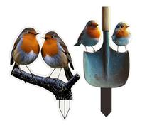 EJUFNS 2 Pieces Of Garden Plaque Decoration, Cute Robin Shape, 2D Acrylic Pattern Design, Lightweight And Waterproof, Garden Decoration Tools.