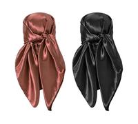 EJUFNS 2 Satin Ladies Headscarves, Simple Beach Headscarves, Silk Large Square Neckscarves, Night Sleep Hair Wraps.