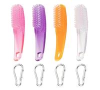 EJUFNS 4 Brushes And 4 Silver Hooks, Nail Cleaning Brush Set, The Bristles Are Tight And Do Not Fall Off, And The Hooks Are Portable And Stored.