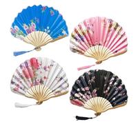 EJUFNS 4-Piece Folding Fan, Small Folding Fan, Hand-Held Decorative Fan, Retro Creative Hand-Held Fan, Summer Cooling, Suitable For Taking Pictures, Decoration, Stage Performances.