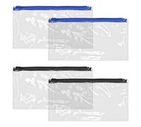 EJUFNS 4-Piece Zip Bag, Transparent Storage Bag, Waterproof Pencil Case, Multi-Function Zip Bag, Storage of Personal Belongings, Office Supplies.