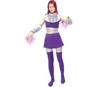 EJWCIG Starfire Costume Princess Women Raven Halloween Purple Bodysuit Outfit Masquerade Party Anime Cosplay Prop (S)