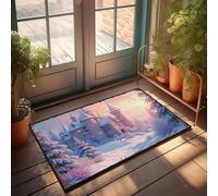 EJXN Backyard Bar Decor Enchanted Winter Castle At Sunset Doormat Fall Outdoor Doormat Fall Rugs Indoor(65X90CM)