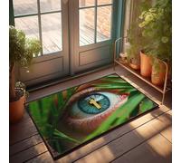 EJXN Backyard Bar Decor Golden Cross Reflects In A Blue Eye Amidst Green Leaves Doormat Fall Outdoor Doormat Fall Rugs Indoor(40X60CM)