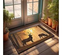 EJXN Bar Stuff For Man Cave Golden Sunset In The Forest: Deer Silhouettes Doormat Doormat Fall Large Door Mats Outdoor(50X80CM)