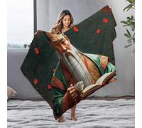 EJXN Bed Blankets An Ancient Scholar With A Long White Beard Holding A Cup And Book Flannel Blanket Plush Blanket Throw Blanket For Couch(127x100cm)