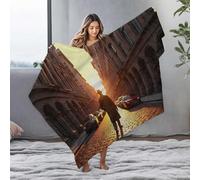 EJXN Blanket Queen Size Man In Trench Coat Walking Down Cobblestone Street At Sunset Flannel Blanket Blanket Queen Size Easter Gifts(127x100cm)