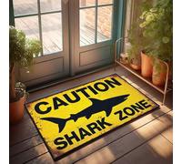 EJXN Chenille Bath Carpet Nature Luxurious Look Tumble Washable Warm & Cozy | Kitchen Runner Rug Non Skid Washable Shark Warning: Stay Safe In The Zone!(65X90CM)