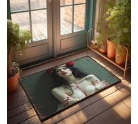 EJXN Classroom Door Mat Blood-Stained Beauty: A Gothic Portrait With Red Roses Doormat Fall Porch Mat Home Goods(40X60CM)