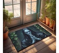 EJXN Classroom Door Mat Blue-Hued Mystic In Leather Jacket Amidst Ivy Doormat Fall Porch Mat Home Goods(40X60CM)