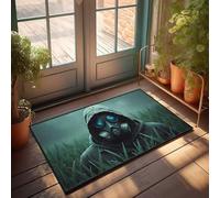 EJXN Door Mat Outdoor Entrance Funny Person Wearing Gas Mask Amidst Tall Grass Doormat Home Decor For Men Door Matt(65X90CM)