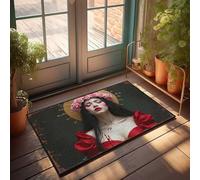 EJXN Door Mats Outdoor Fall Floral Crowned Beauty In Red Silk Gown Doormat Teen Boy Room Decor Man Cave Accessories And Decor(65X90CM)