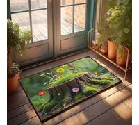 EJXN Door Mats Outdoor Fall Magical Garden: Flowers Blooming On A Tree Stump Doormat Teen Boy Room Decor Man Cave Accessories And Decor(40X60CM)