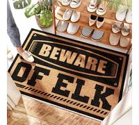 EJXN Door Spring Chenille Bathroom Natural Coir Beware Of Elk - Sliding | Stripe/Low Profile Door Mat Indoor - Entryway Washable For Kitchen Throw(65X90CM)