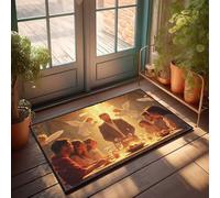 EJXN Doormat Fall Angelic Dinner: A Celestial Gathering Around The Table Doormat Fall Rugs Indoor Holiday Rug(40X60CM)