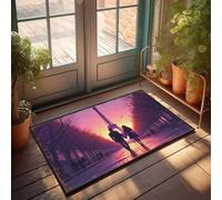 EJXN Doormat Fall Romantic Sunset Walk In Paris Near Eiffel Tower Doormat Fall Rugs Indoor Holiday Rug(50X80CM)