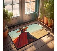 EJXN Doormats For Outdoor Entrance Home Funny Western Hero Stands Tall In Desert Sunset Doormat Cool Rugs Funny Bathroom Decor(65X90CM)