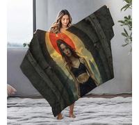 EJXN Easter Gifts Red-Haired Woman Standing In Front Of A Dramatic Sunset Flannel Blanket Big Blanket Baby Blanket(125x150cm)