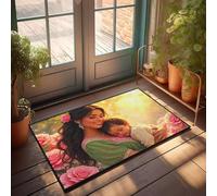 EJXN Extra Large Bath Welcome Mat Fruit Elegant Style A Woman Holds Her Sleeping Child Amidst A Backdrop Of Pink Roses. | Contour Bathroom For Toilet/Cute Shoes Take Them Off Doormat(40X60CM)