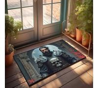 EJXN Fall Mats Outdoor Dark Warrior With Fiery Aura Doormat Funny Bathroom Decor Bar Decor For Home(50X80CM)