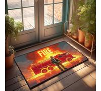 EJXN Fall Mats Outdoor Firefighter Braving Flames: A Heroic Scene Doormat Camper Decor Outdoor Spring Rug(50X80CM)