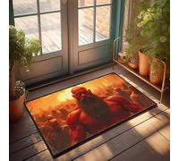 EJXN Fall Outside Door Mats Muscular Warrior Amidst A Fiery Crowd Doormat Indoor Outdoor Carpet Doormat Funny(50X80CM)