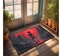 EJXN Fall Outside Door Mats Skeletal Cityscape: A Haunting Sunset View Doormat Welcome Mat Fall Outside Fall Door Mat(50X80CM)