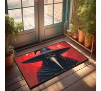 EJXN Fall Welcome Mats For Front Door Dark Wizard With Long Nose And Red Background Doormat Decore For Room Room Door Decor(65X90CM)