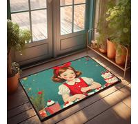 EJXN Farm Mat Vintage Girl Enjoying A Sweet Birthday Celebration With Cupcakes Doormat Bathroom Gifts Gaming Room Accessories(50X80CM)