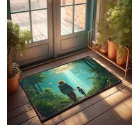 EJXN Floor Mats For Home Entrance Journey Through The Jungle: A Mysterious Encounter With An Alien Doormat Funny Sogns Fun Stuff(40X60CM)