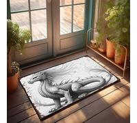 EJXN Floor Mats For Home Entrance Whispering Winds: The Majestic White Dragon Doormat Funny Sogns Fun Stuff(50X80CM)