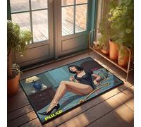 EJXN Floor Mats For House Vintage Pin-Up Girl Relaxing On A Cozy Bed With Rope Doormat Funny Office Decor Outside Fall Door Mat(50X80CM)