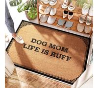 EJXN Front Door Mat Woven Dog Mom Life Is Ruff - Rubber Backing | Lemon Kitchen Decor/Cheap - Front Door Mats For Outdoor Entrance, Nonslip & Neutral Kitchen Decor(40X60CM)