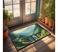 EJXN Front Porch Rug Mountain Serenity: A Bridge Connecting Nature And Architecture Doormat Outdoor Floor Mat Patio Decor(50X80CM)