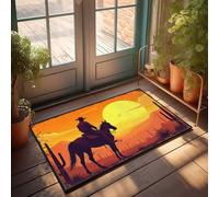EJXN Front Porch Rug Riding Into The Sunset: A Western Adventure Doormat Outdoor Floor Mat Patio Decor(40X60CM)